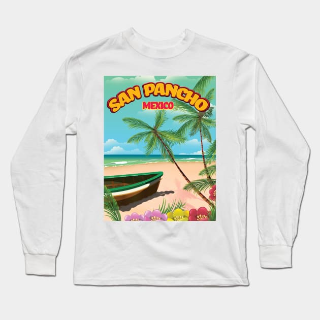 San Pancho beach travel poster Long Sleeve T-Shirt by nickemporium1